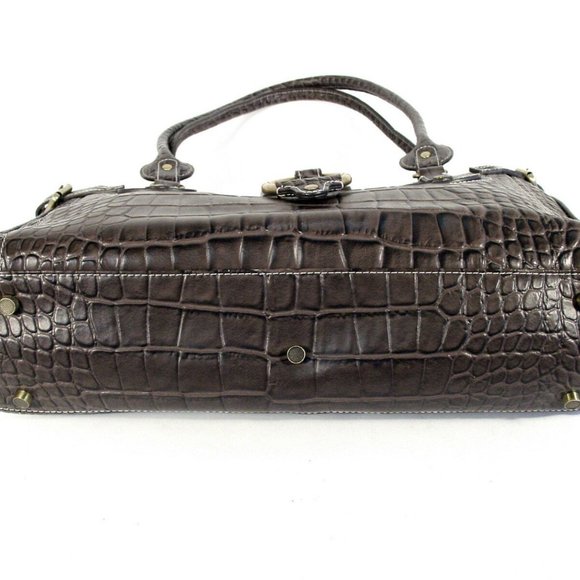 CHARLIE LAPSON Croc Embossed Brief Business Bag - Picture 4 of 7